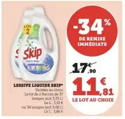 Super U LESSIVE LIQUIDE SKIP offre