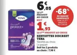 Super U SERVIETTES DISCREET TENA offre