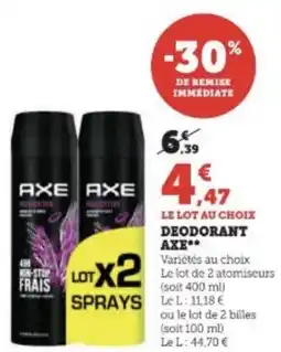 Super U DEODORANT AXE offre