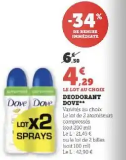Super U DEODORANT DOVE offre