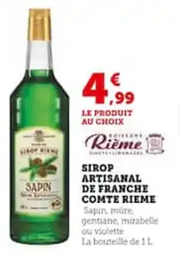 Hyper U SIROP DE FRANCHE DE FRANCHE COMTE RIEME offre