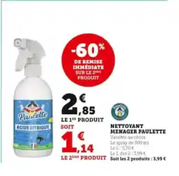 Hyper U NETTOYANT MENAGER PAULETTE offre