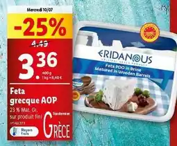 Lidl Eridanous - feta grecque aop offre