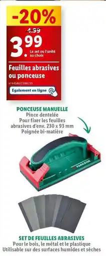 Lidl Parkside - feuilles abrasives ou ponceuse offre