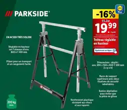 Lidl Parkside - tréteau réglable en hauteur offre