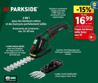 Lidl Parkside - coupe-bordures/ taille-haies sans fil offre