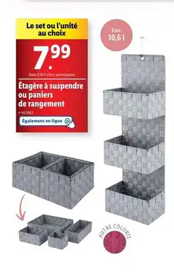Lidl Étagère à suspendre ou paniers de rangement offre