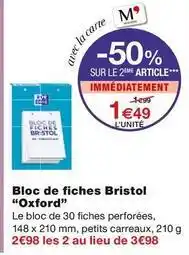 Monoprix Oxford - bloc de fiches bristol offre