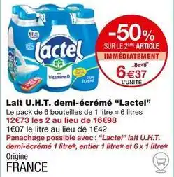 Monoprix Lactel - lait u.h.t. demi-écrémé offre