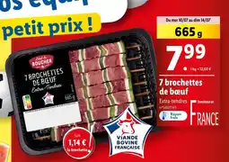 Lidl L'étal du Boucher 7 brochettes de bœuf offre