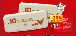 Lidl 10 œufs frais offre