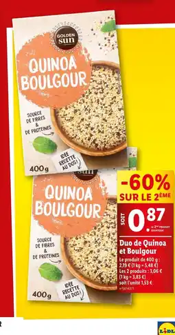 Lidl GOLDEN SUN Duo de Quinoa et Boulgour offre