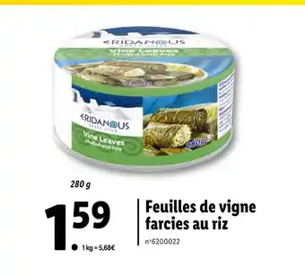 Lidl ERIDANOUS Feuilles de vigne farcies au riz offre