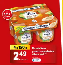Lidl Mamie Nova Yaourts mandarine citron vert offre
