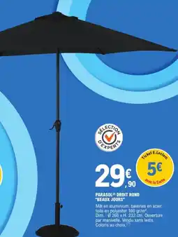 E.Leclerc PARASOL (5) DROIT ROND "BEAUX JOURS" offre