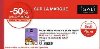 Monoprix Isali Poulet tikka massala et riz offre