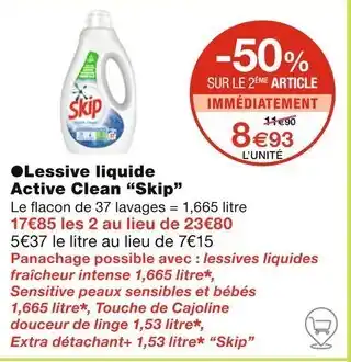 Monoprix Skip ●Lessive liquide Active Clean offre