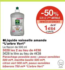 Monoprix L'arbre Vert ●Liquide vaisselle amande offre