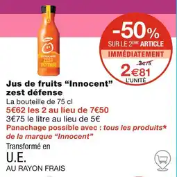 Monoprix Innocent Jus de fruits zest défense offre