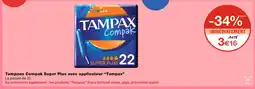 Monoprix Tampax Tampons Compak Super Plus avec applicateur offre