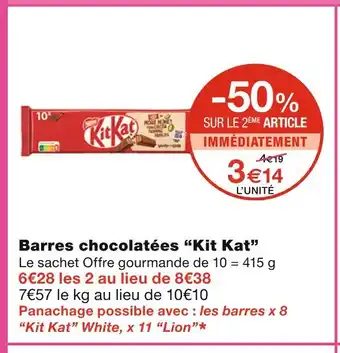 Monoprix Kit Kat Barres chocolatées offre