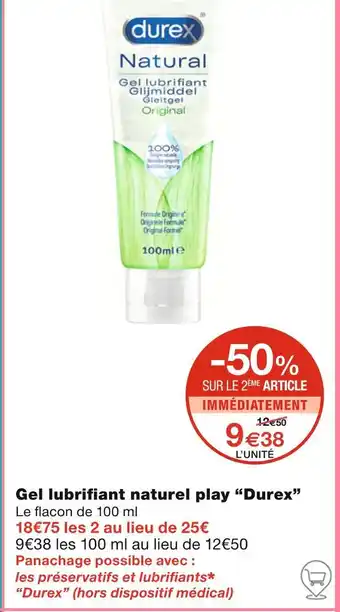Monoprix Durex Gel lubrifiant naturel play offre