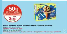 Monoprix Nestlé Cônes de crème glacée Extrême chocolat pistache offre