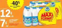 E.Leclerc LAIT DEMI-ÉCRÉMÉ(1) AVEC VITAMINE D "LACTEL" offre