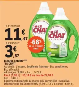 E.Leclerc LESSIVE LIQUIDE(1X(2) "LE CHAT" offre