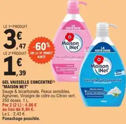 E.Leclerc GEL VAISSELLE CONCENTRÉ(1) "MAISON NET" offre