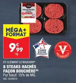 ALDI ST-CLÉMENT LE BOUCHER® 8 STEAKS HACHÉS FAÇON BOUCHERE(A) offre