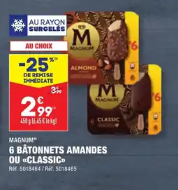 ALDI 6 BÂTONNETS AMANDES OU <<CLASSIC≫> offre