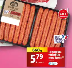 Lidl 12 merguez véritables extra fortes (2) offre