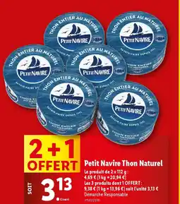 Lidl Petit Navire Thon Naturel offre