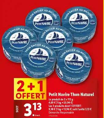Lidl Petit Navire Thon Naturel offre