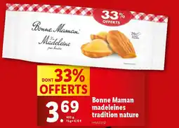 Lidl Bonne Maman madeleines tradition nature offre