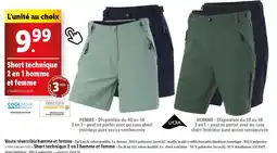 Lidl Short technique 2 en 1 homme offre