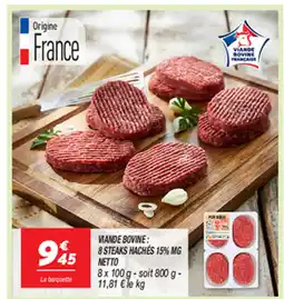Netto WANDE BOVINE: 8 STEAKS HACHES 15% MG NETTO offre