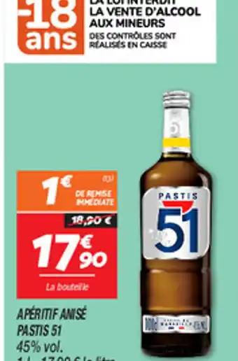 Netto APÉRITIF ANISÉ PASTIS 51 offre