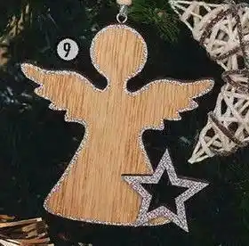La suspension bois ange pailletée