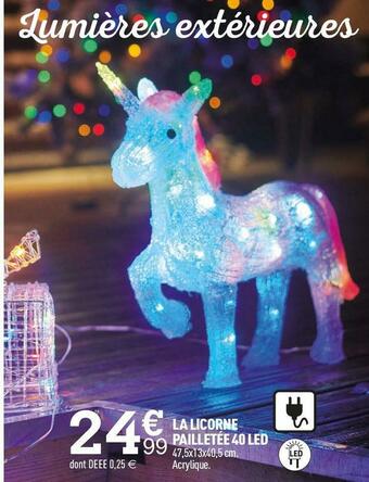 Centrakor La licorne pailletée 40 led offre
