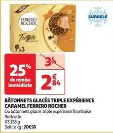 Auchan Supermarché Ferrero rocher - bâtonnets glacés triple experience caramel offre