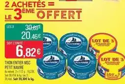 Match Petit navire - thon entier msc offre