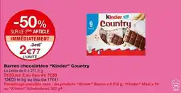 Monoprix Kinder - barres chocolatées offre