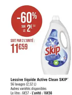 Casino Supermarchés SKIP Lessive liquide Active Clean offre