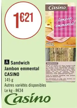 Casino Supermarchés CASINO Sandwich Jambon emmental offre