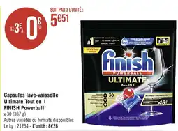 Casino Supermarchés FINISH Capsules lave-vaisselle Ultimate Tout en 1 Powerball offre