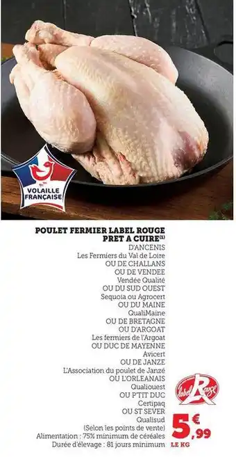 Super U Poulet fermier label rouge offre