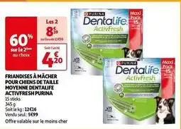 Auchan Supermarché Purina - friandises à mâcher pour chiens de taille moyenne dentalife activfresh offre