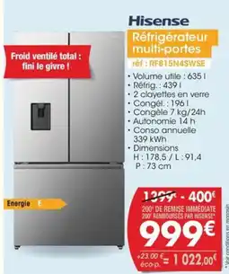 Pro&Cie Hisense Réfrigérateur multi-portes réf : RF815N4SWSE offre